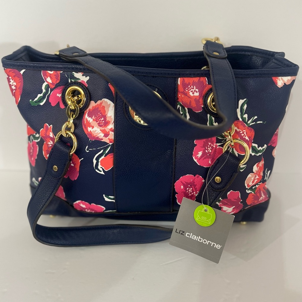LIZ CLAIBORNE REAL FIT SHOPPER Navy/Pink 15”x9”